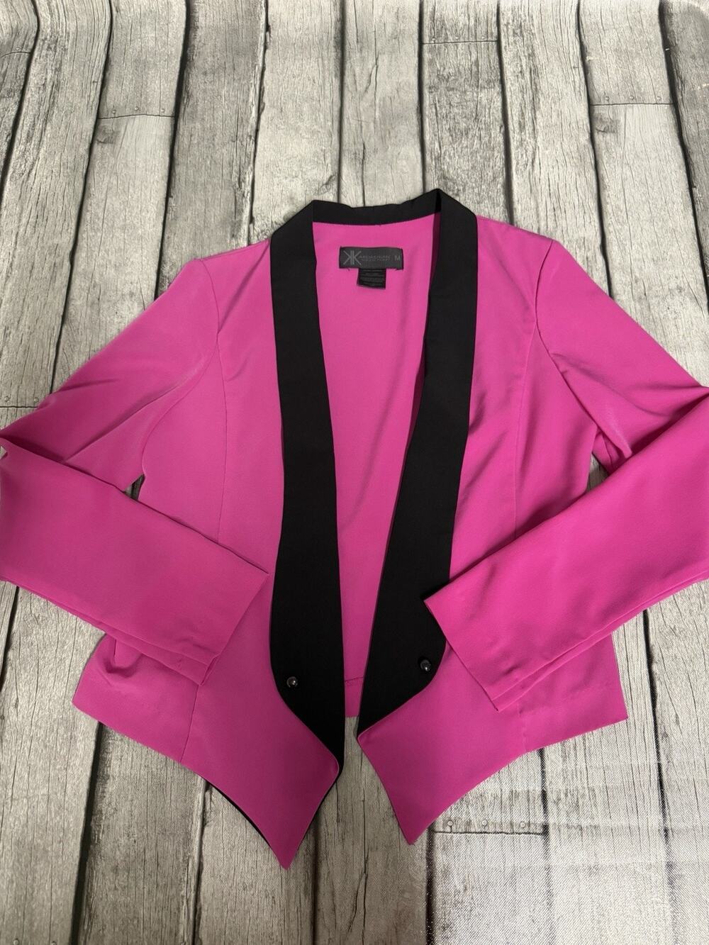 Women’s Kardashian Kollection Pink Blazer W Black Lapel Sz Medium